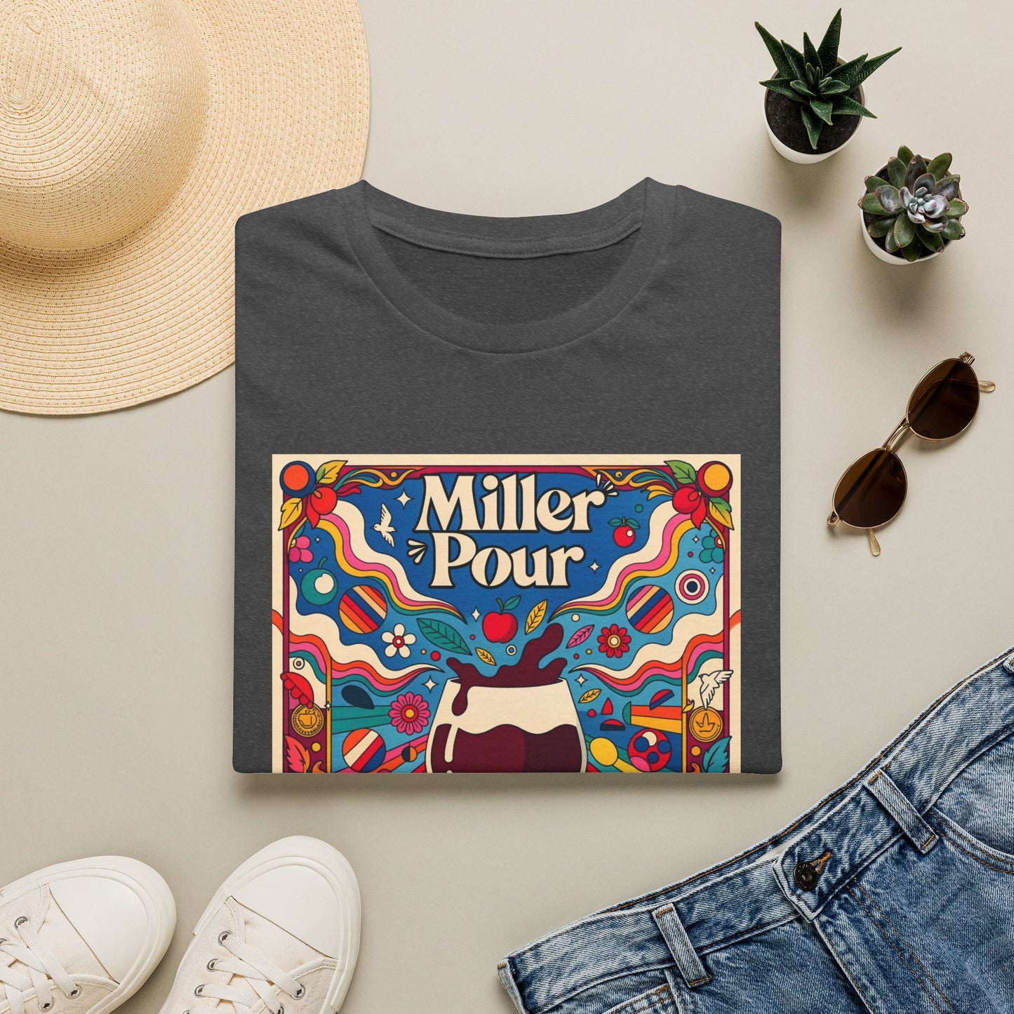 Miller Pour Retro T-Shirt – Vintage Psychedelic Wine Tee