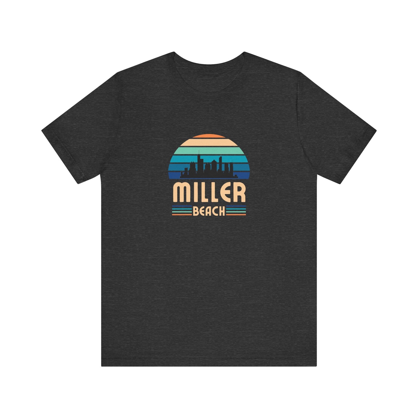 Miller Beach Retro Sunset Tee - Chicago Skyline