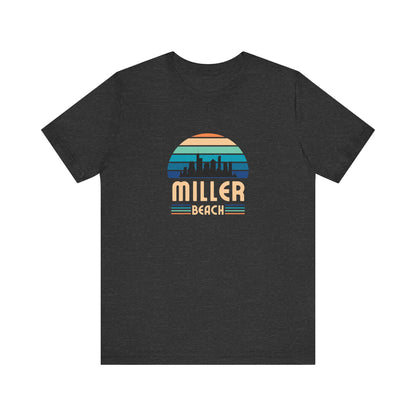 Miller Beach Retro Sunset Tee - Chicago Skyline