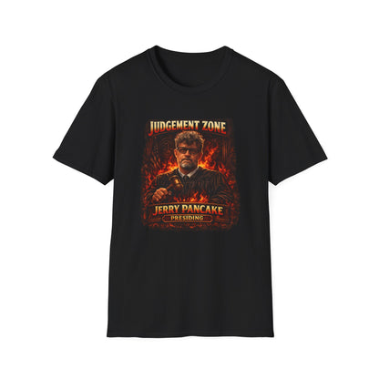 Judgement Zone T-Shirt — ‘Judgement Zone’ Retro Flame Graphic Tee (Jerry Pancake)