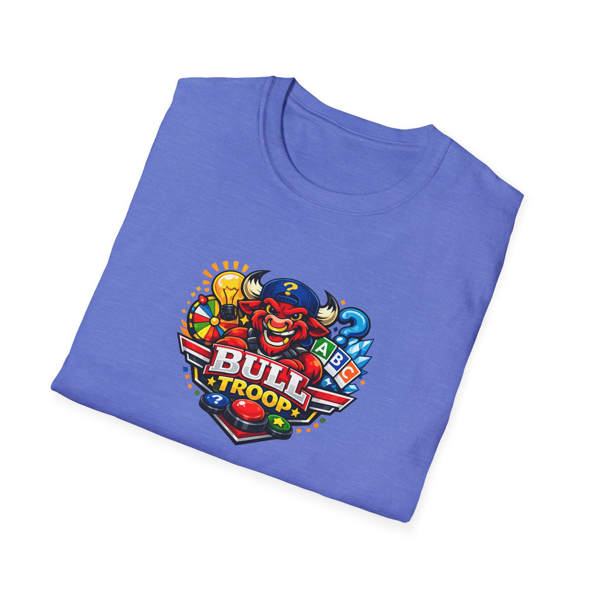 Bull Troop All In Jest Trivia Team T-Shirt — Colorful Mascot Logo Tee
