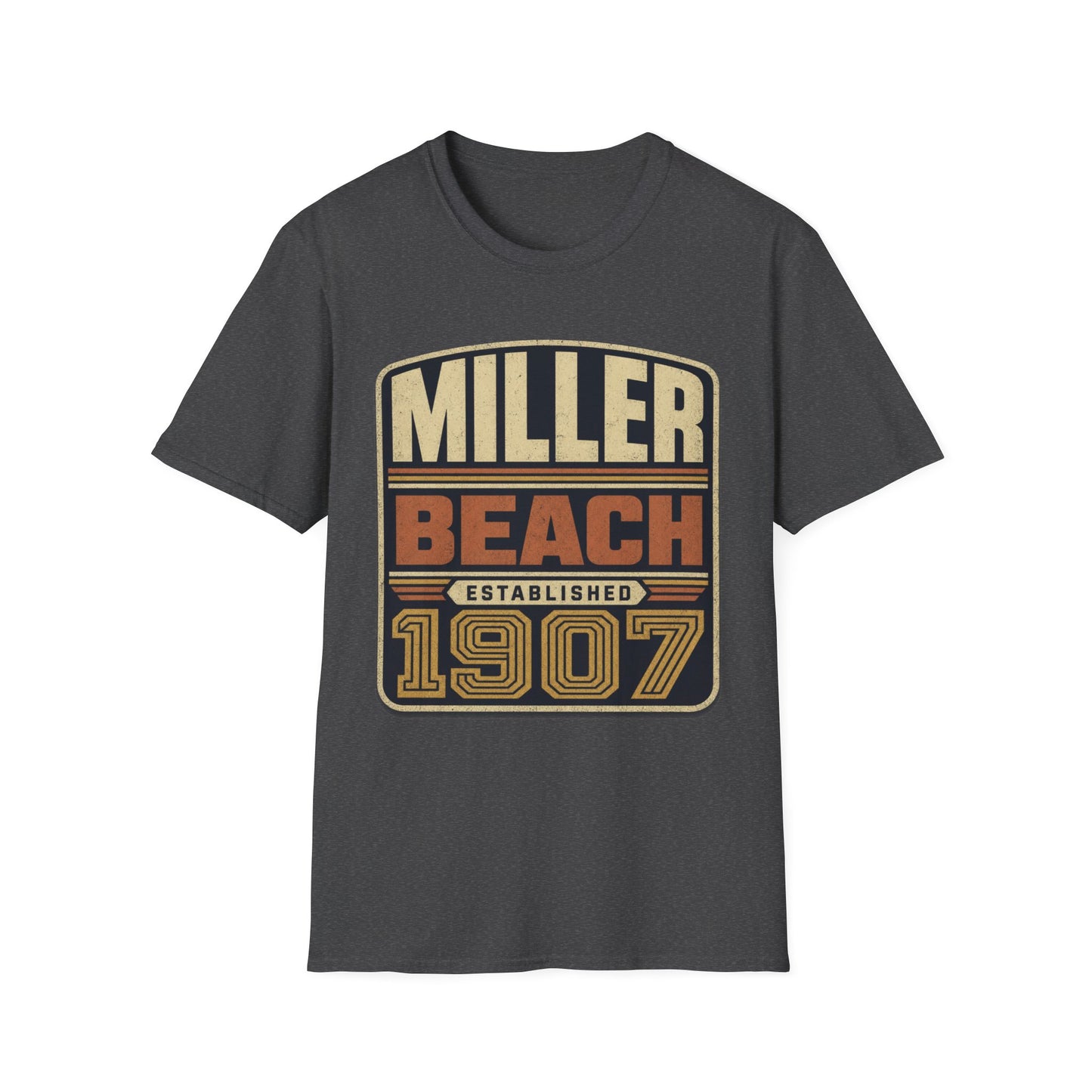 Miller Beach Vintage Logo T-Shirt - Established in 1907.