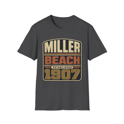 Miller Beach Vintage Logo T-Shirt - Established in 1907.