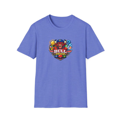 Bull Troop All In Jest Trivia Team T-Shirt — Colorful Mascot Logo Tee