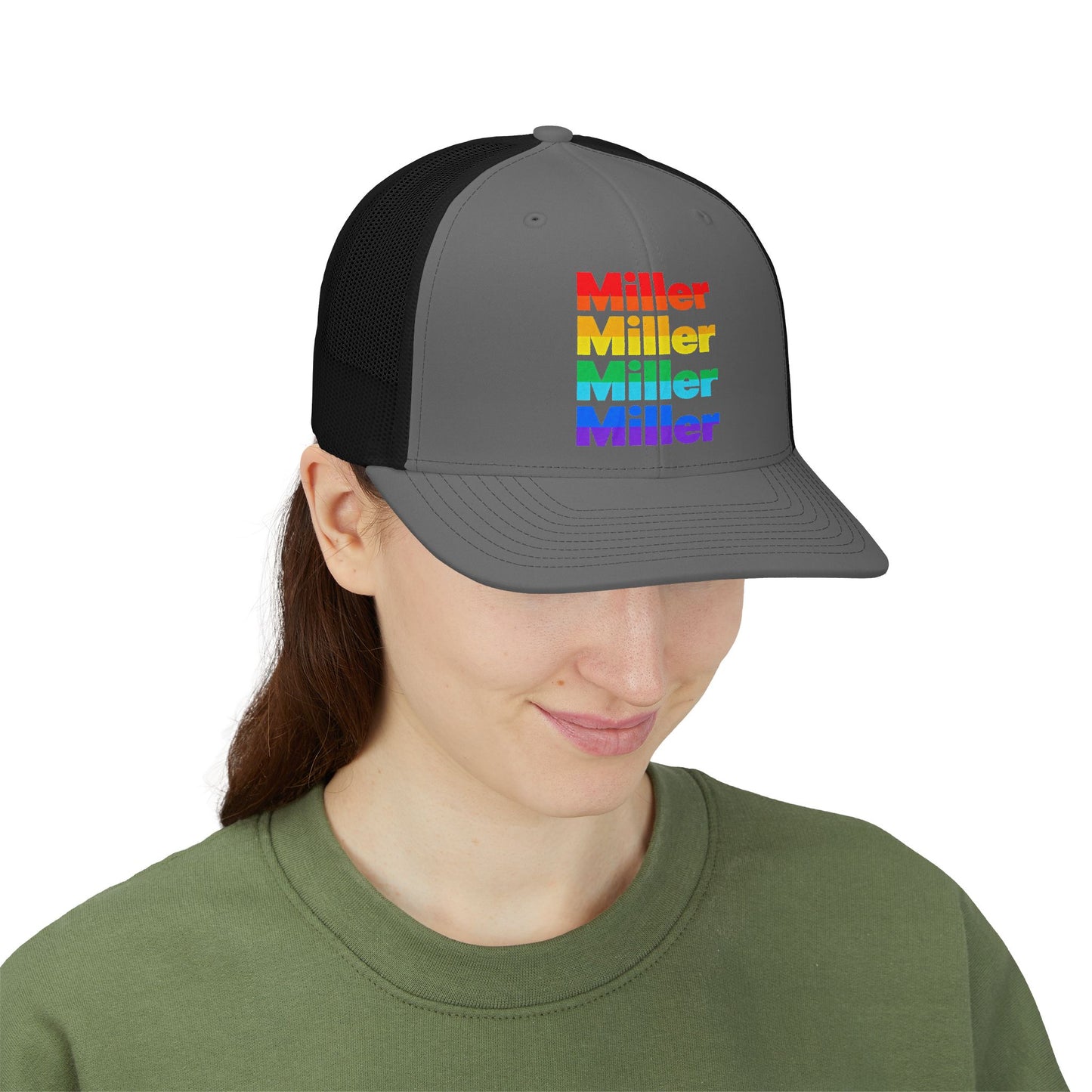 Rainbow 'Miller' Trucker Hat — Personalized Pride Snapback Cap