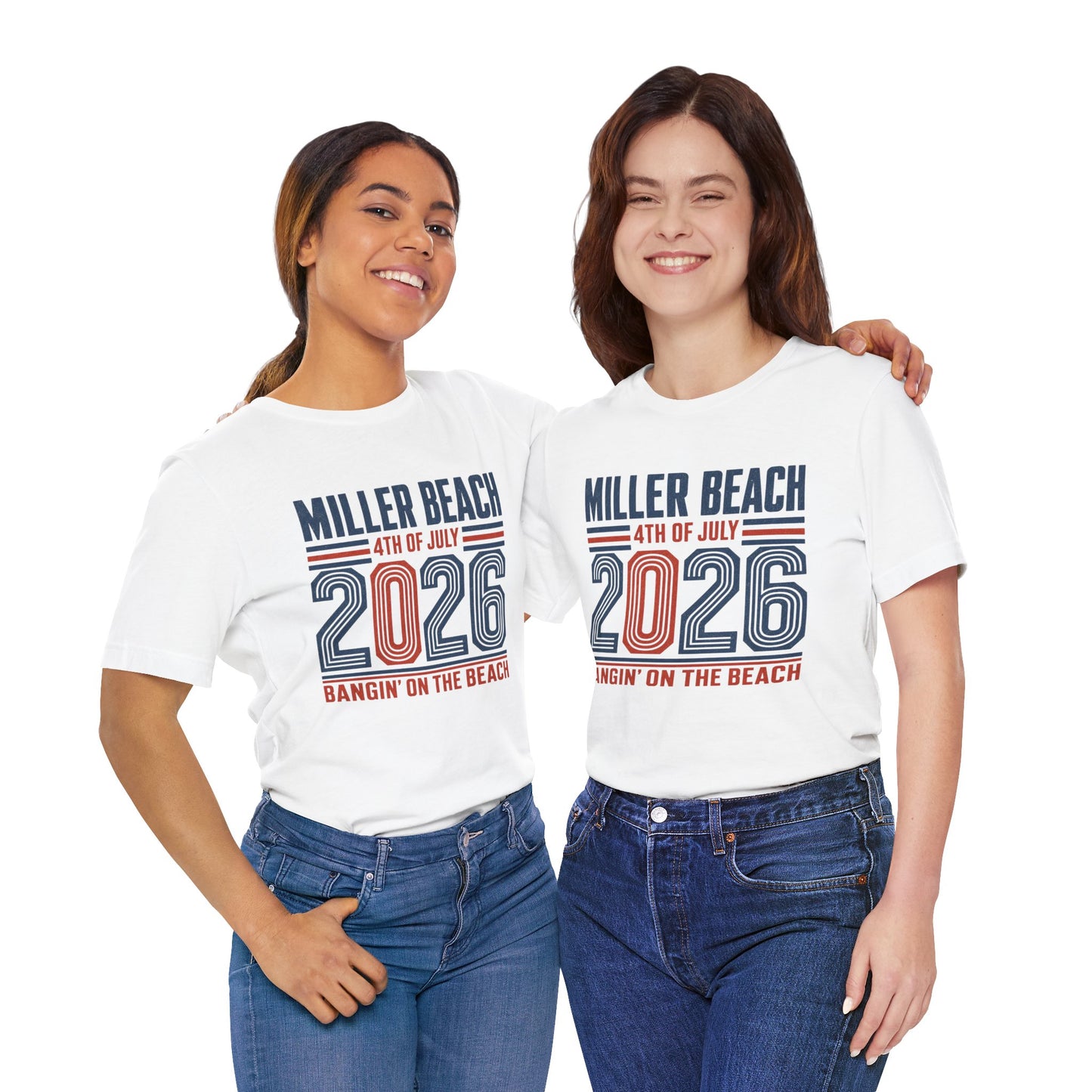 4th of July 2026 T-Shirt — Miller Beach 'Bangin' on the Beach' Patriotic Tee