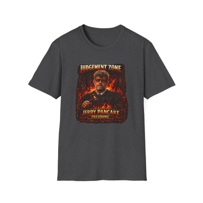 Judgement Zone T-Shirt — ‘Judgement Zone’ Retro Flame Graphic Tee (Jerry Pancake)