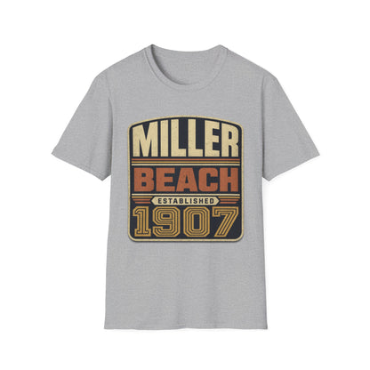 Miller Beach Vintage Logo T-Shirt - Established in 1907.