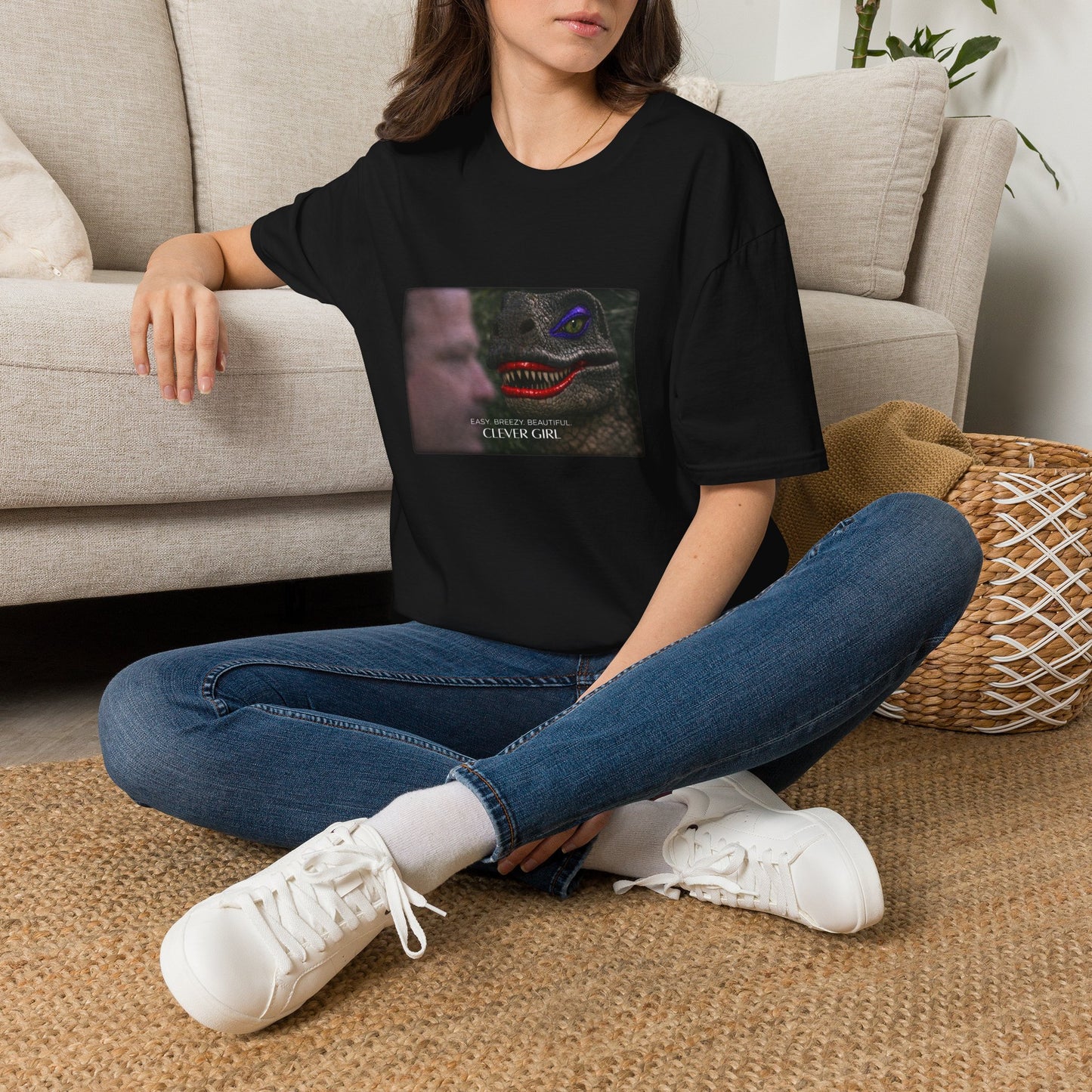 Dinosaur Face Graphic Tee — "Easy, Breezy, Beautiful" Retro Dino T-Shirt