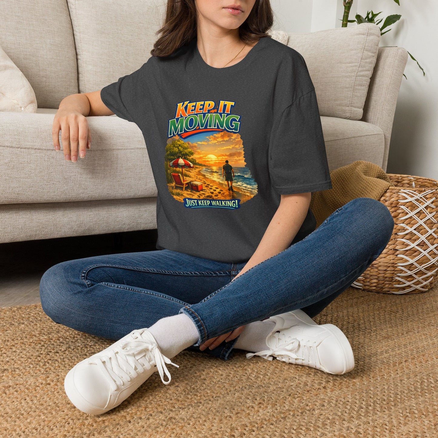 Keep It Moving T-Shirt — Motivational Sunset Surf Graphic Tee