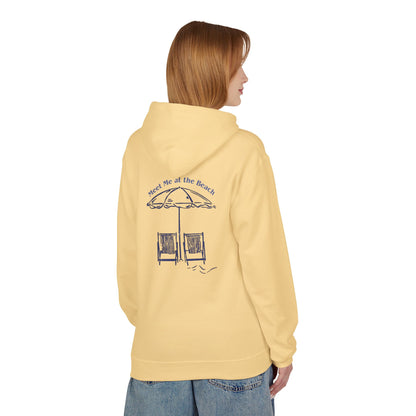 Beach Umbrella Hoodie — "Meet Me at the Beach" Graphic Hoodie Designed by KP