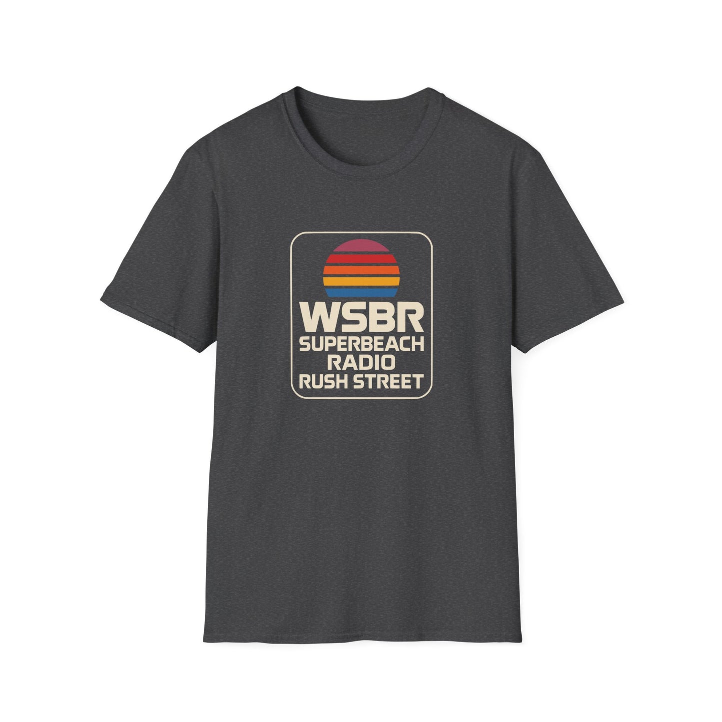 WSBR Superbeach Radio Graphic T-Shirt — Retro Sunset Beach Vibe