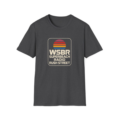 WSBR Superbeach Radio Graphic T-Shirt — Retro Sunset Beach Vibe
