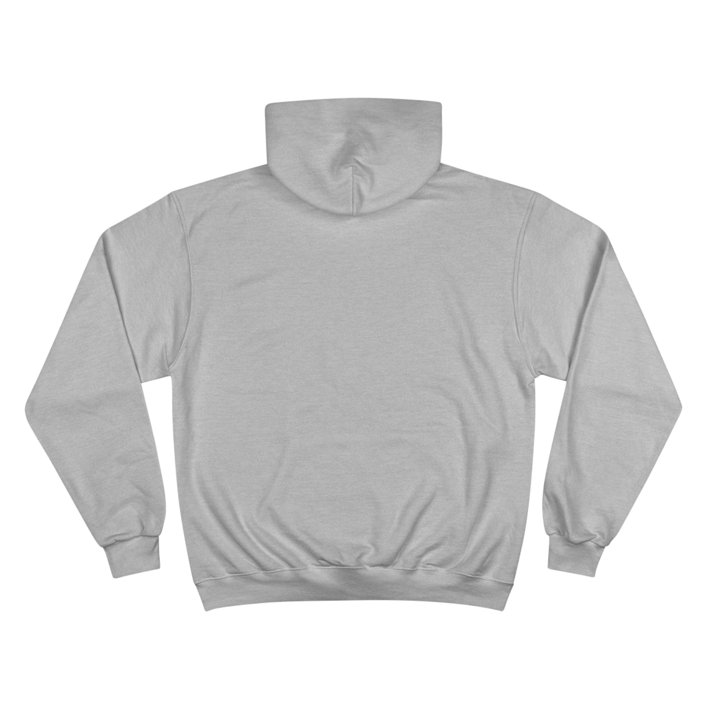 A navy blue Printify Miller Beach Wiffle Ball OG Logo - Sweatshirt, featuring a white wiffle ball graphic on the chest with "Miller Wiffle" in blue beneath it. Made from recycled polyester, this hoodie includes a front pocket, drawstrings, and the Champion logo on the left sleeve. It also offers Double Dry® technology for added comfort.