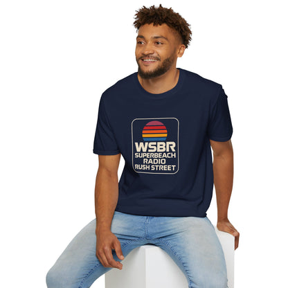 WSBR Superbeach Radio Graphic T-Shirt — Retro Sunset Beach Vibe