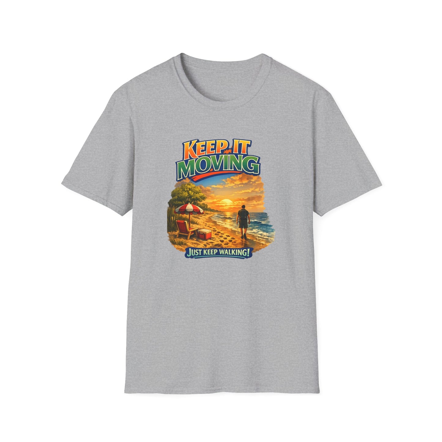 Keep It Moving T-Shirt — Motivational Sunset Surf Graphic Tee