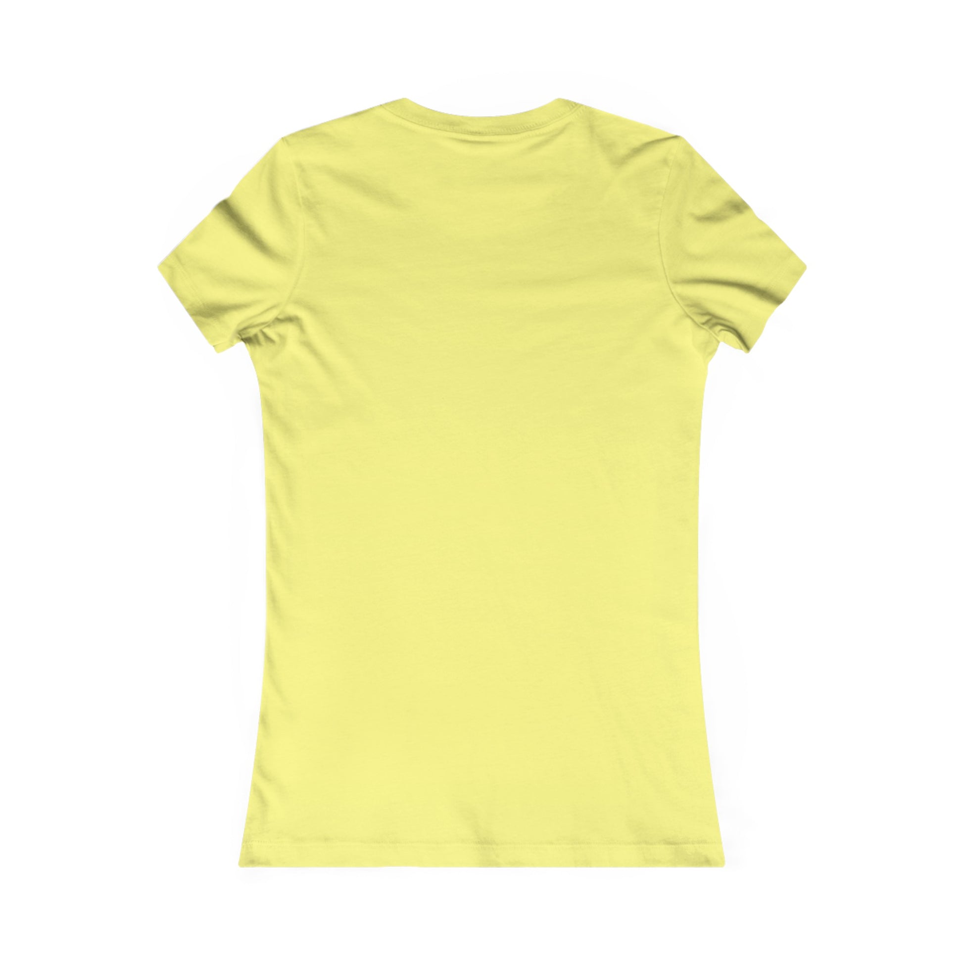 A light yellow Women's Favorite Tee from Printify featuring the words "Miller Wiffle Ball Beach" printed in black cursive text across the chest. This shirt offers a simple, feminine fit with short sleeves and a slim design, crafted from soft airlume combed cotton.