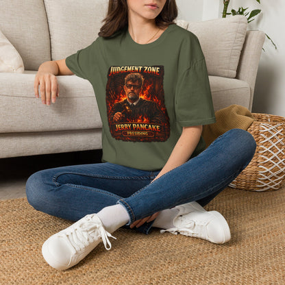 Judgement Zone T-Shirt — ‘Judgement Zone’ Retro Flame Graphic Tee (Jerry Pancake)
