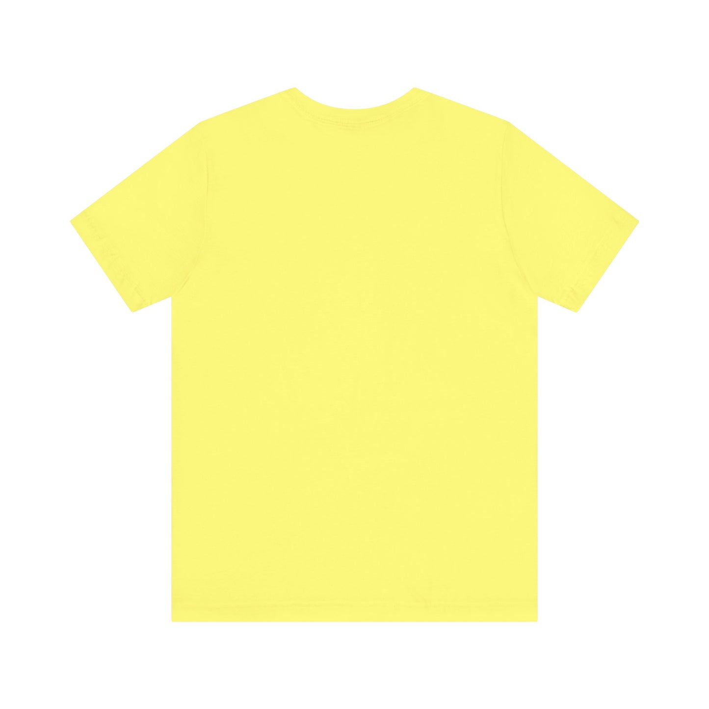 The Just the Tip - Miller Beach Unisex Jersey Short Sleeve Tee by Printify in yellow showcases text and a graphic design. The top displays "Just the tip" above a blue silhouette reminiscent of Indiana. At the bottom, it reads "Miller Beach" and "Gary, IN." Made from soft Airlume combed cotton, this tee offers both comfort and style.