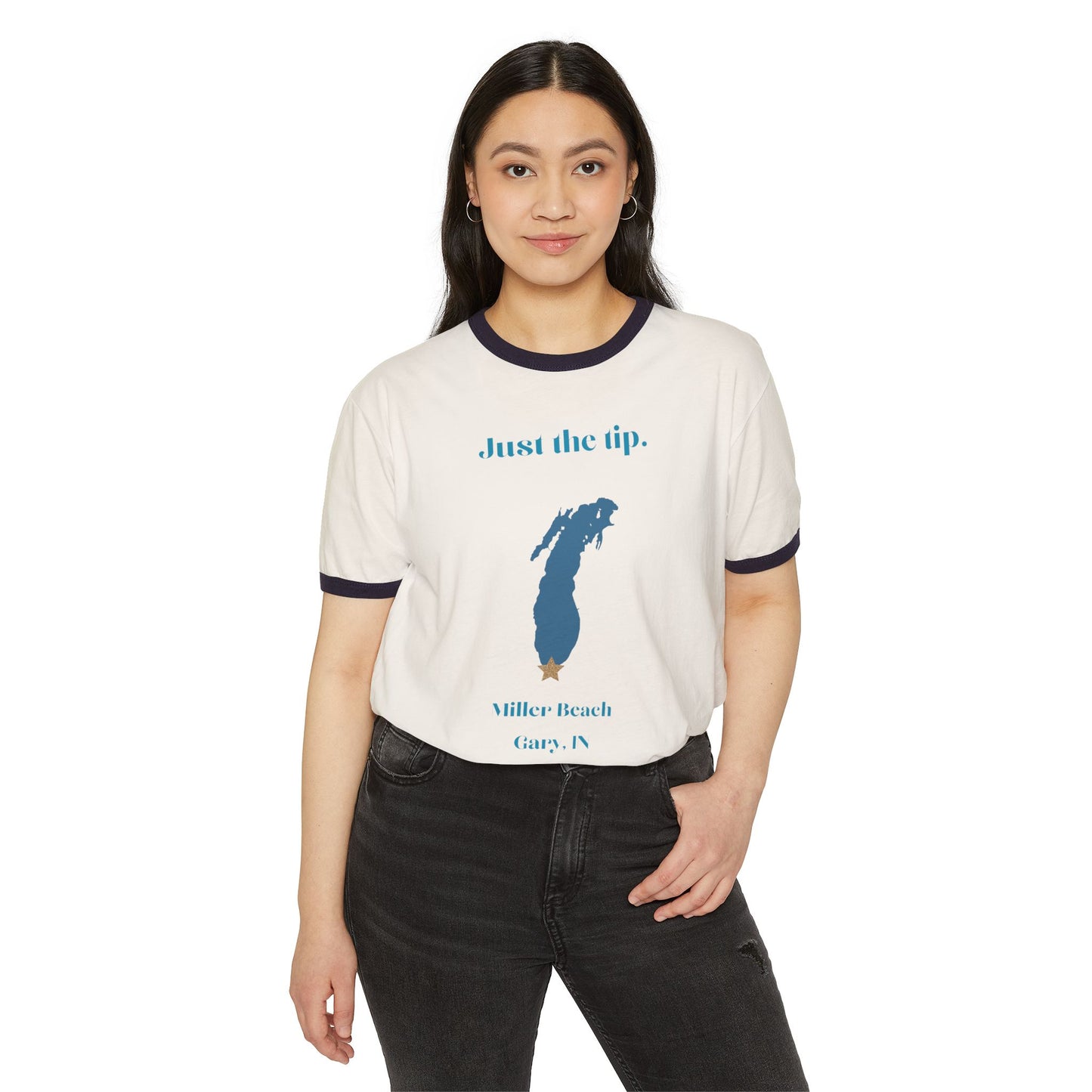 Just the Tip - Miller Beach - Unisex Cotton Ringer T-Shirt