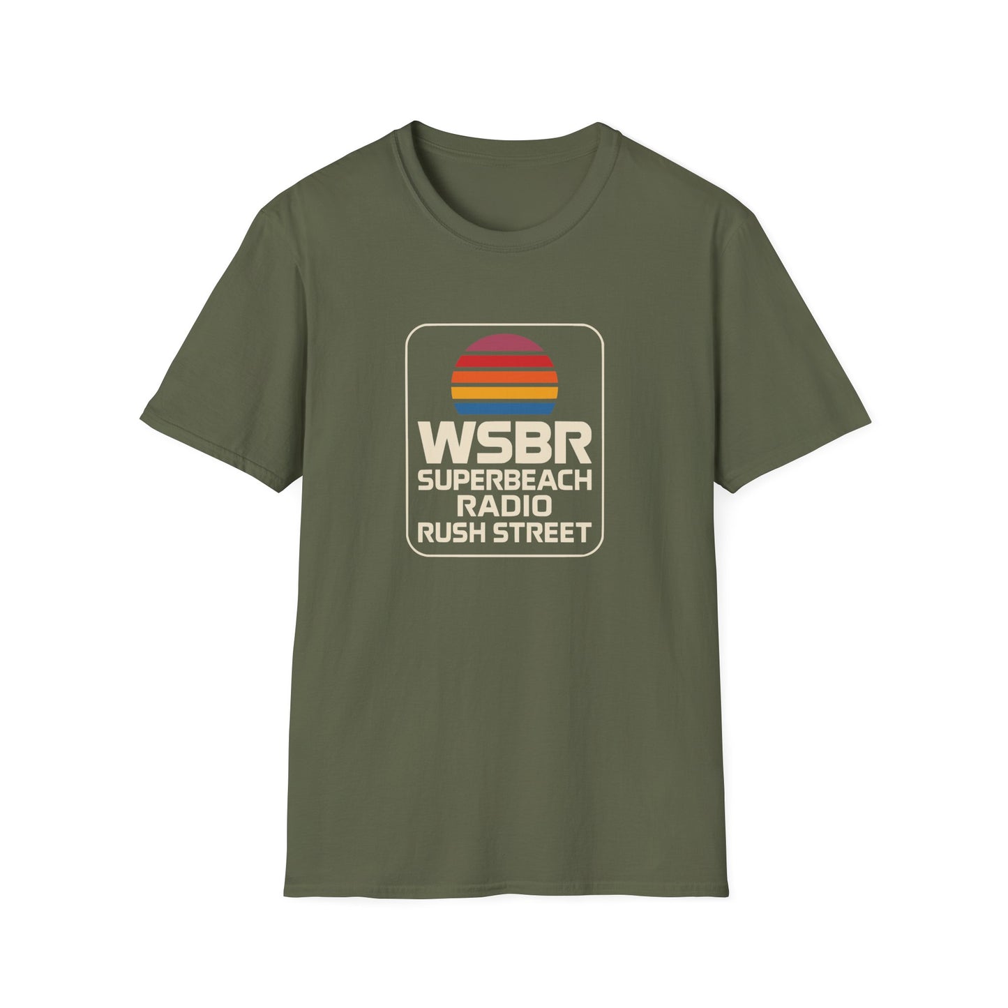 WSBR Superbeach Radio Graphic T-Shirt — Retro Sunset Beach Vibe