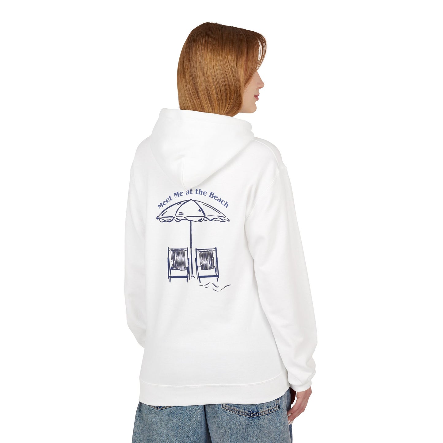Beach Umbrella Hoodie — "Meet Me at the Beach" Graphic Hoodie Designed by KP
