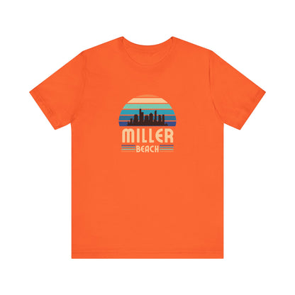 Miller Beach Retro Sunset Tee - Chicago Skyline