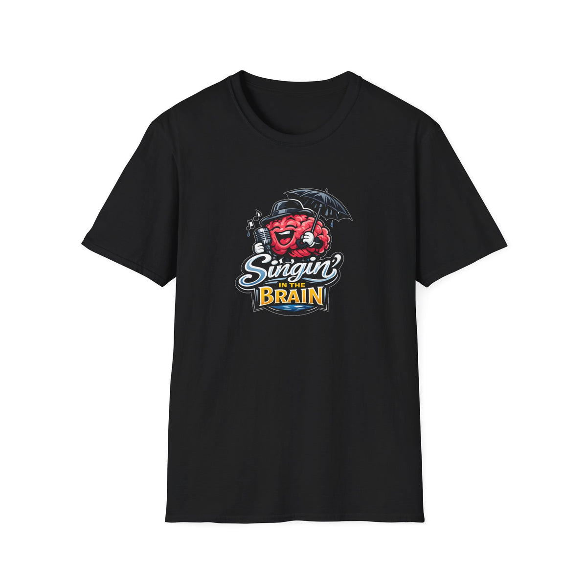 Singing Brain - All in Jest Trivia Team - T-Shirt – Retro Microphone Skull Logo Tee