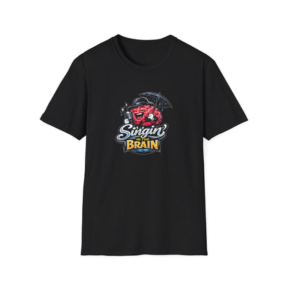 Singing Brain - All in Jest Trivia Team - T-Shirt – Retro Microphone Skull Logo Tee