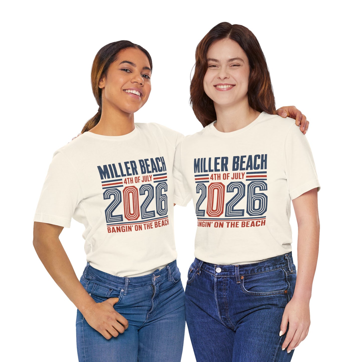 4th of July 2026 T-Shirt — Miller Beach 'Bangin' on the Beach' Patriotic Tee