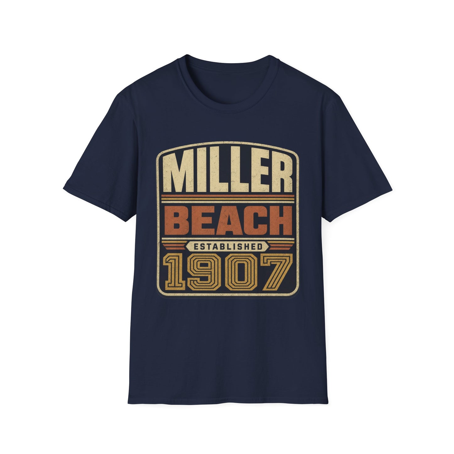 Miller Beach Vintage Logo T-Shirt - Established in 1907.
