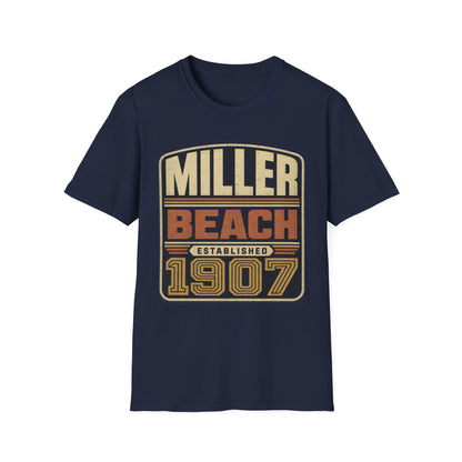 Miller Beach Vintage Logo T-Shirt - Established in 1907.