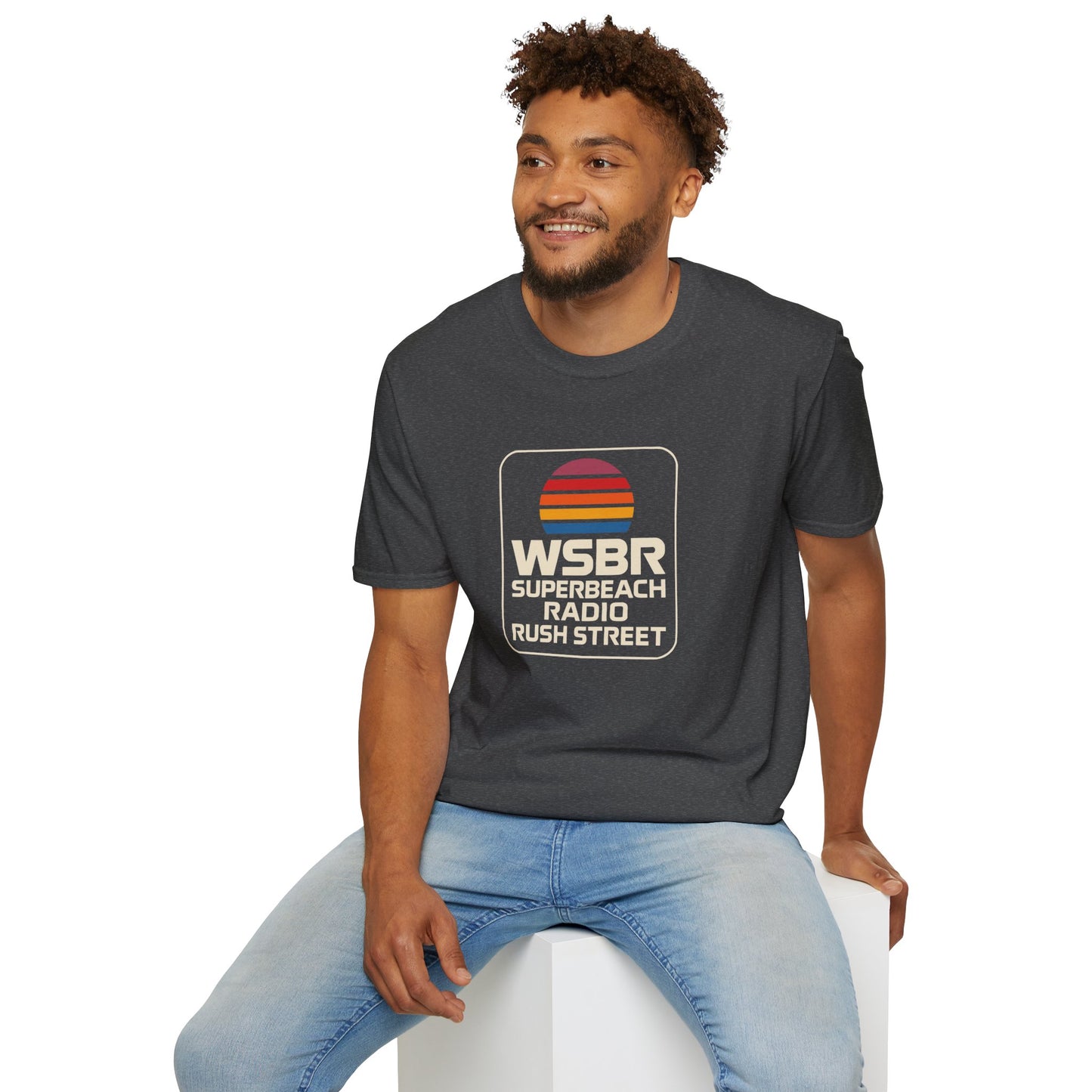 WSBR Superbeach Radio Graphic T-Shirt — Retro Sunset Beach Vibe