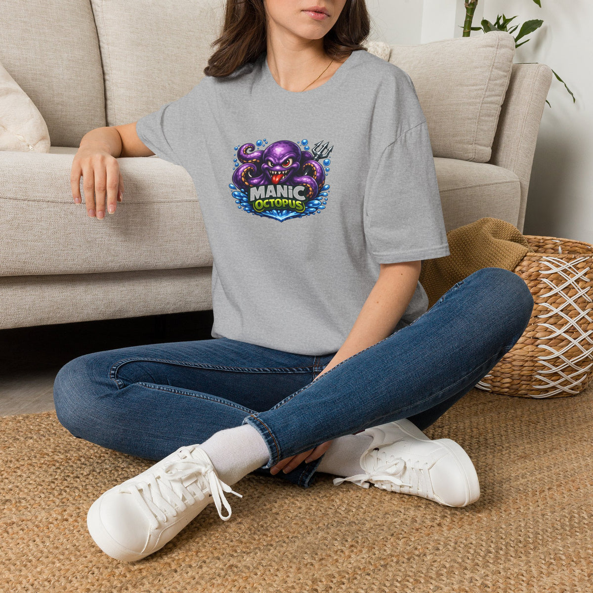 Manic Octopus - All in Jest Trivia Team T-Shirt — Vibrant Purple Octopus Design