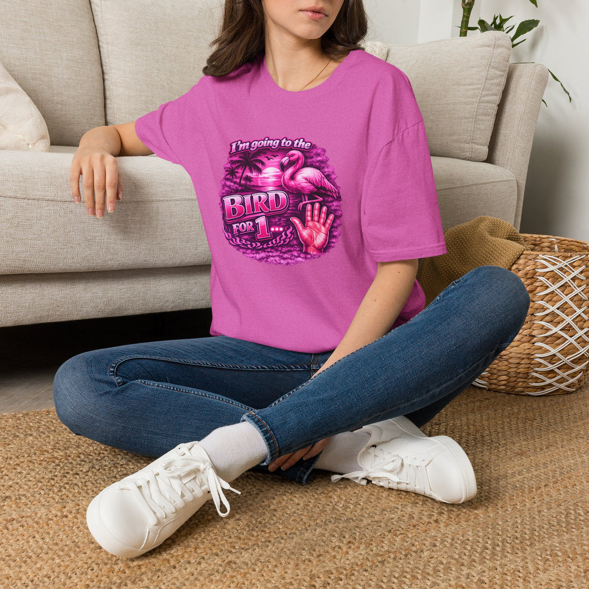 Flamingo “I’m Going to the Bird for 1” Graphic T-Shirt