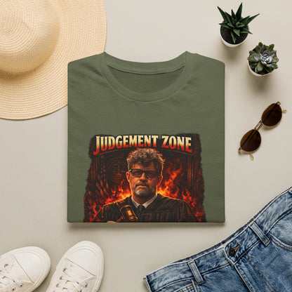 Judgement Zone T-Shirt — ‘Judgement Zone’ Retro Flame Graphic Tee (Jerry Pancake)