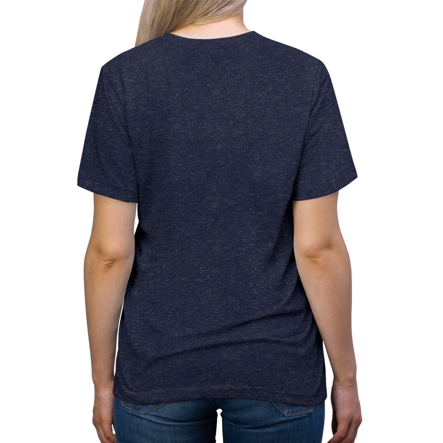 A plain grey Printify The Loop - Chicago - 97.9 Radio Unisex Triblend Tee with a white logo that says "The Loop 97.9" in a stylized font across the chest. The shirt has short sleeves and a round neckline, perfect for any classic rock fan.