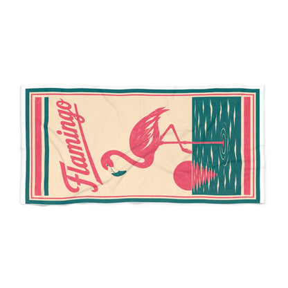 Retro Flamingo Beach Towel – Vintage Pink Tropical Pool & Sea Towel