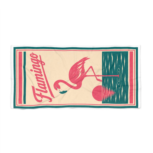 Retro Flamingo Beach Towel – Vintage Pink Tropical Pool & Sea Towel