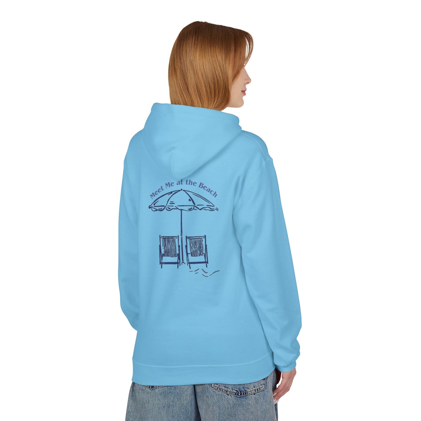 Beach Umbrella Hoodie — "Meet Me at the Beach" Graphic Hoodie Designed by KP
