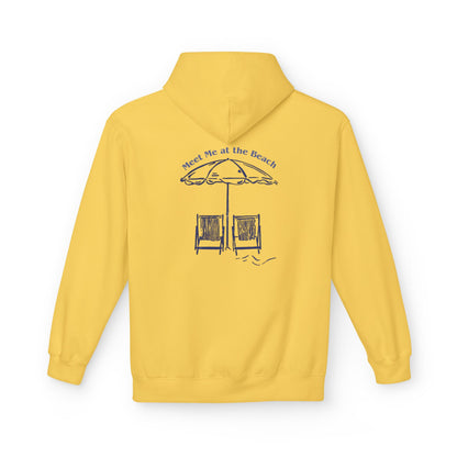 Beach Umbrella Hoodie — "Meet Me at the Beach" Graphic Hoodie Designed by KP