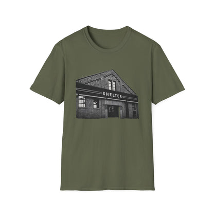 Shelter Night Club 1990s Chicago - Graphic T-Shirt — Vintage Black & White Chicago Photo Tee