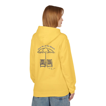 Beach Umbrella Hoodie — "Meet Me at the Beach" Graphic Hoodie Designed by KP