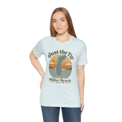 Just the Tip 2026 Design Miller Beach Tee  — Retro Lake Michigan Sunset T‑Shirt