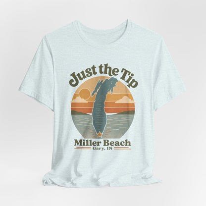 Just the Tip 2026 Design Miller Beach Tee  — Retro Lake Michigan Sunset T‑Shirt