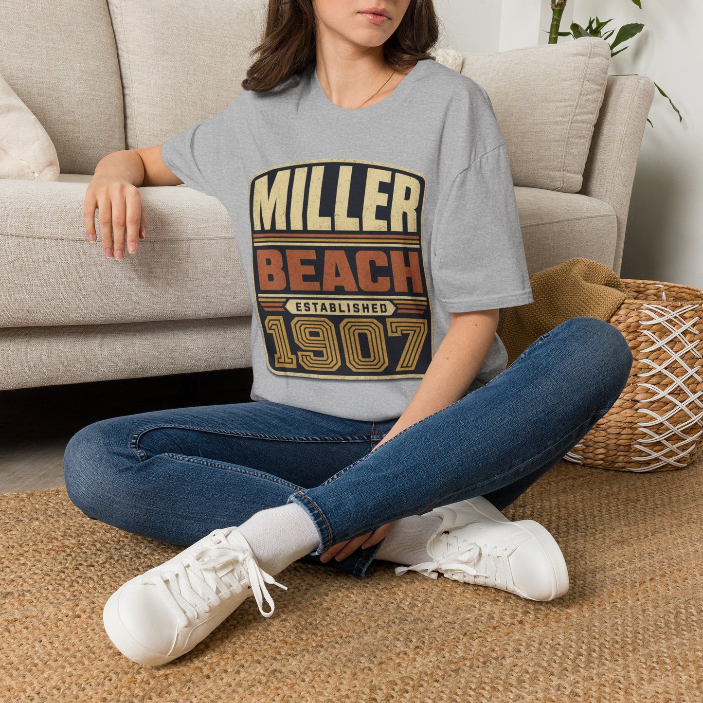 Miller Beach Vintage Logo T-Shirt - Established in 1907.