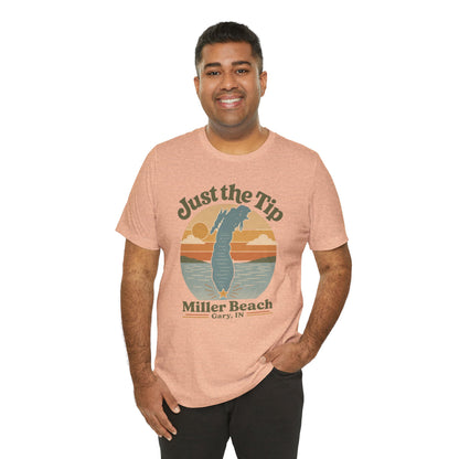 Just the Tip 2026 Design Miller Beach Tee  — Retro Lake Michigan Sunset T‑Shirt