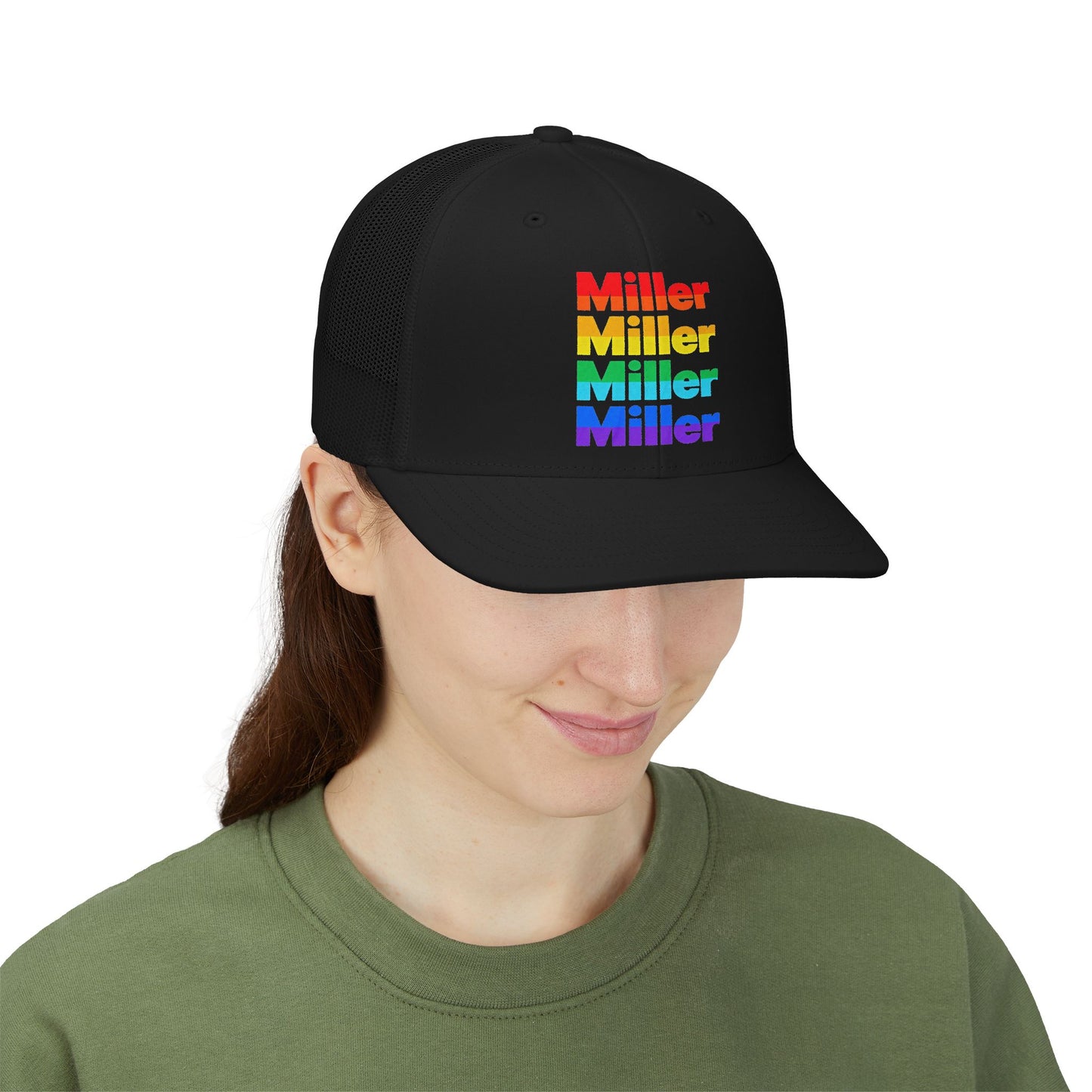 Rainbow 'Miller' Trucker Hat — Personalized Pride Snapback Cap